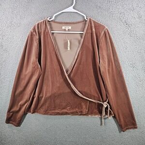 Madewell Rust Brown Velvet Wrap Blouse